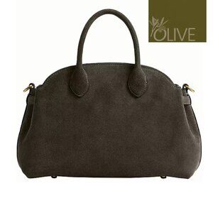 COACH Empire 28 Suede Carryall Satchel Bag Olive Suede